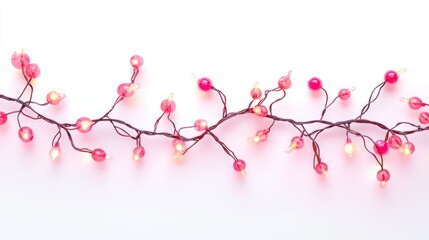 Fototapeta premium Pink and Warm White LED Berry Lights on White Background