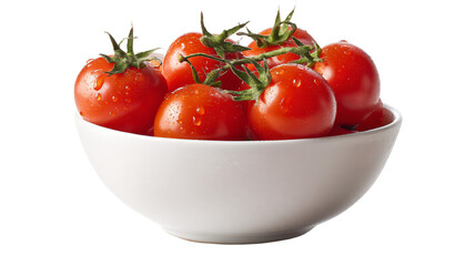 a bowl of tomatoes on a white background
