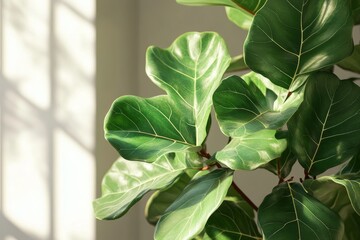 Obraz premium Lush green foliage illuminated by natural light indoors.