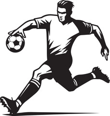 Black and White Vector Illustrations of Football Players