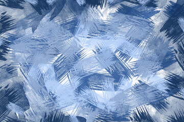 Abstract dynamic watercolor background with watercolor blue and cornflower blue strokes on white. Copy space. Illustration.