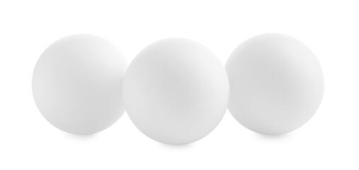Three ping pong balls isolated on white