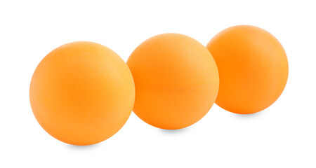 Three ping pong balls isolated on white
