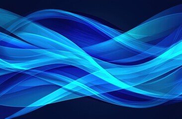 Naklejka premium Abstract Waves of Light Blue on Dark Background Creating Fluid Motion