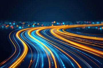 Fototapeta premium Colorful Light Trails on Dynamic Background at Nighttime Scene
