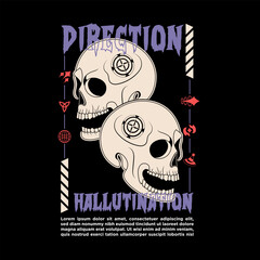 Hand Drawn Streetwear Skull Vector Illustration