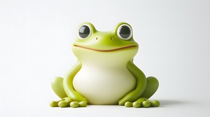 Smiling, cartoon-like frog figurine against a plain background.