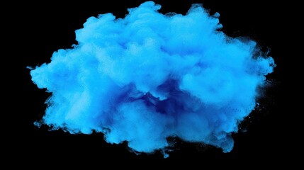 Obraz premium Blue Colorful Smoke Cloud on Black Background for Creative Design