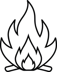 campfire icon line art vector illustration