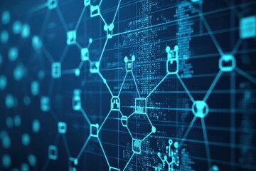 Obraz premium Abstract Digital Connection Network in Blue and Black Colors