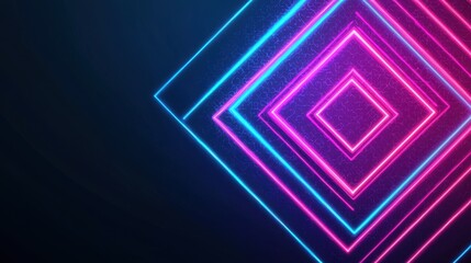 Fototapeta premium Abstract Neon Diamond Shapes with Glowing Lines on Dark Background