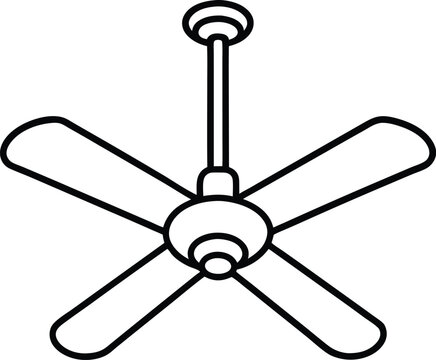 ceiling fan icon line art vector illustration