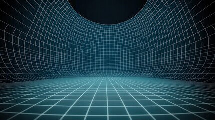 3D Grid Background With Infinite Perspective and Depth Illusion