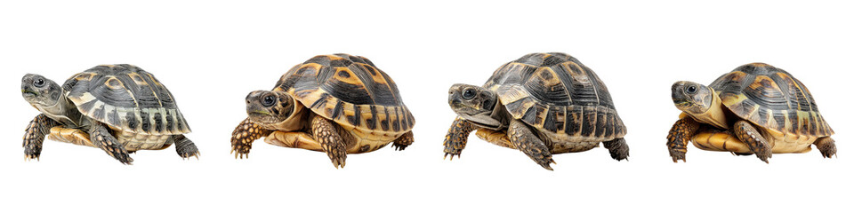 Obraz premium Close-up of a group of tortoises with patterned shells