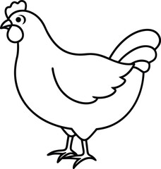 chicken icon line art vector illustration