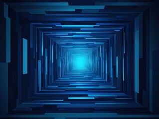 Obraz premium Abstract Blue Tunnel with Geometric Lines and Light Effect