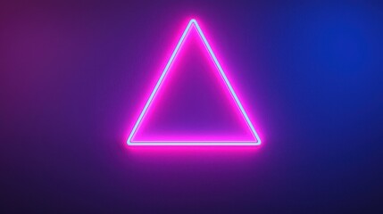Neon Triangle Shape on Dark Background with Blue and Purple Lights