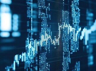 Obraz premium Detailed Blue Digital Data Visualization with Trend Graph Elements