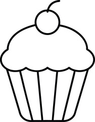 cupcake sticker icon line art vector illustration