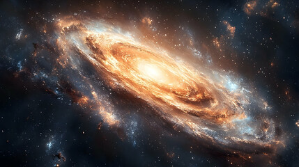 Fototapeta premium A vibrant cosmic spiral galaxy in deep space.