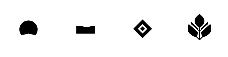 Minimalist vector illustrations showcasing various abstract shapes in black and white on a clean background