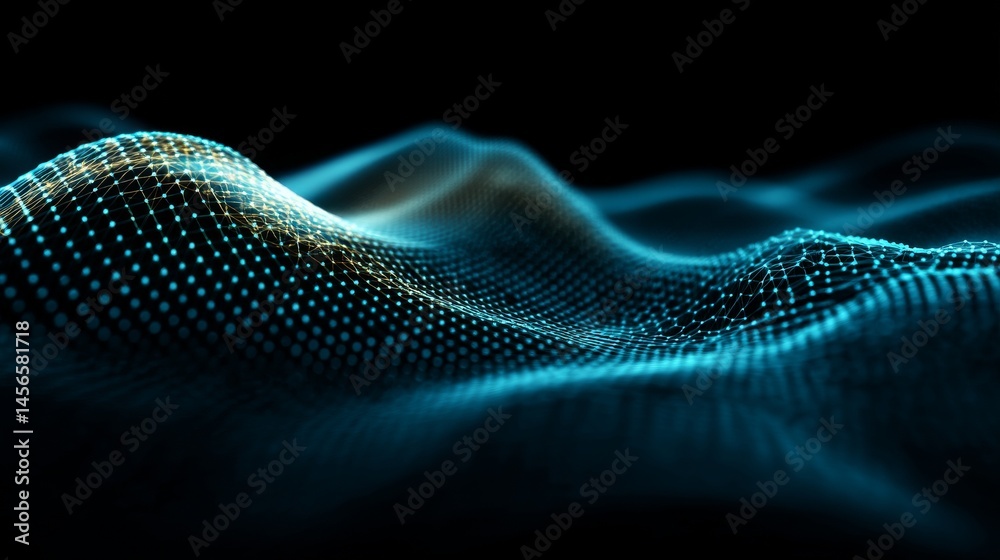 Poster small padlock binary polygons acting as interconnects are set against a dark blue background in a co