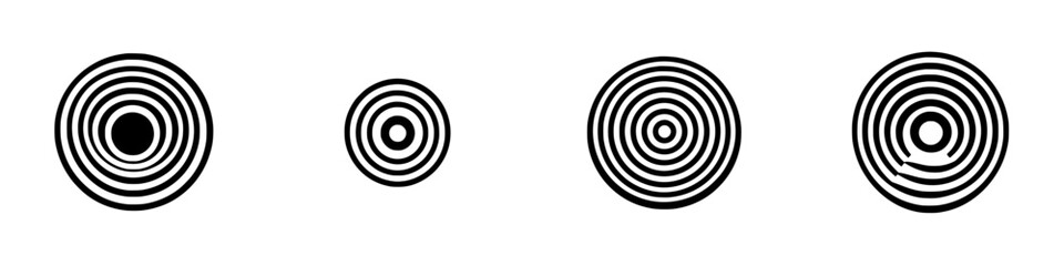 Black and white vector illustration of concentric circular designs showcasing varying sizes and patterns