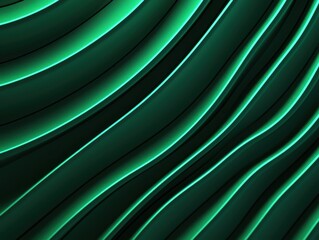 Obraz premium Abstract Wavy Pattern with Green Neon Lights and Dark Background