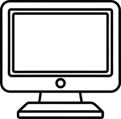 desktop computer icon line art vector illustration