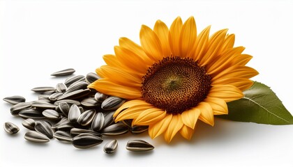 sunflower seeds on white background