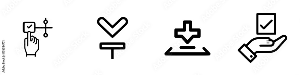 Poster vector illustration icons representing user interactions with digital interfaces and data management