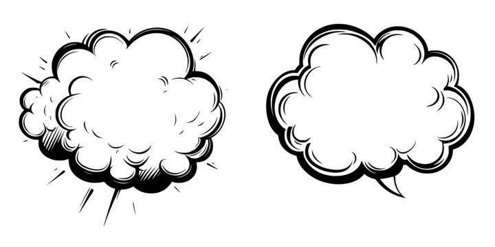 Vector illustration of speech bubble icons with different shapes and styles for communication