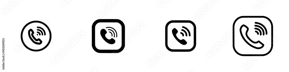 Poster vector illustration icons representing different styles of phone call symbols suitable for various d