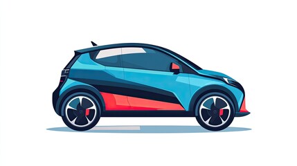Fototapeta premium Colorful Graphic Car Illustration Side View with Modern Design