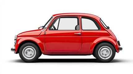 Classic Red Compact Car Retro Style Vintage Automobile Profile View