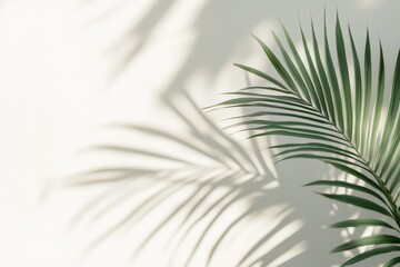 Fototapeta premium Gentle shadows cast by palm leaves on a light wall.