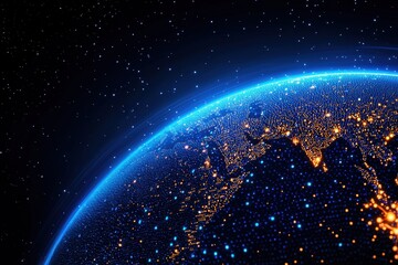 Obraz premium Stunning Earth View from Space with Bright City Lights and Stars