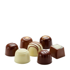 Obraz premium Assorted chocolate candies isolated on transparent background