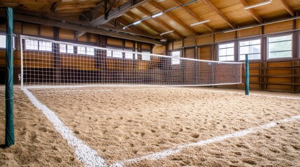 Indoor Volleyball Court in a Rustic Barn