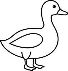 duck icon line art vector illustration