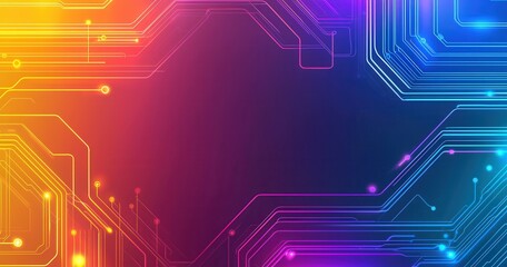 Abstract Colorful Circuit Board Design with Glowing Lights