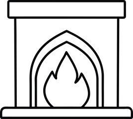 fireplace icon line art vector illustration
