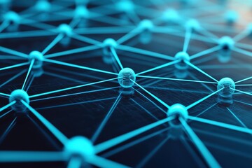 Abstract network connections with glowing blue lines and nodes