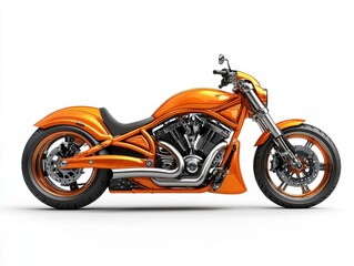 Fototapeta premium Sleek Orange Custom Motorcycle with Chrome Accents