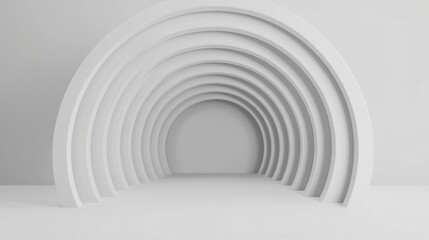 Minimalist Arch Structure in Soft Light with White Background
