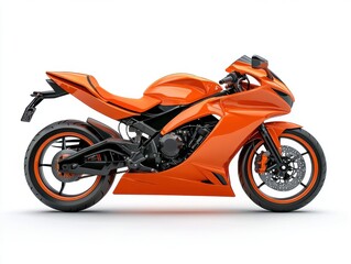 Obraz premium Sleek Orange Sportbike Studio Shot on White Background