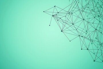 Abstract Network Structure with Connecting Lines and Nodes on Teal Background