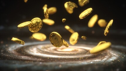 The galaxy has a surreal quality with its floating coins and shields pulsating in a protective light display