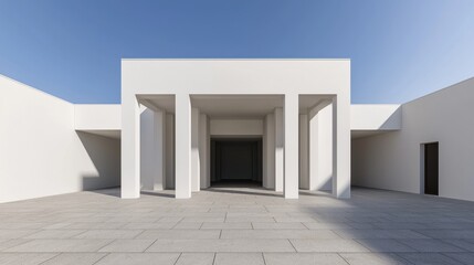 Modern Architectural Features in Minimalist Design Against Blue Sky