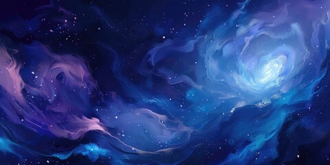 Obraz premium Galaxy scene of vibrant planet inside outer space orbit with vividness of light from nebula or star. Universe scenery with various celestial object of cosmos perfect for astronomy background. AIG61.